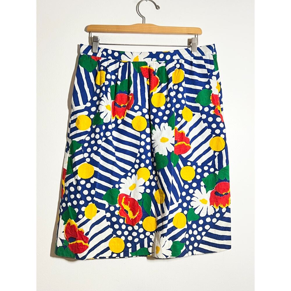 Vintage Anne Crimmins UMI Collections Cotton Floral Geometric Skirt 14